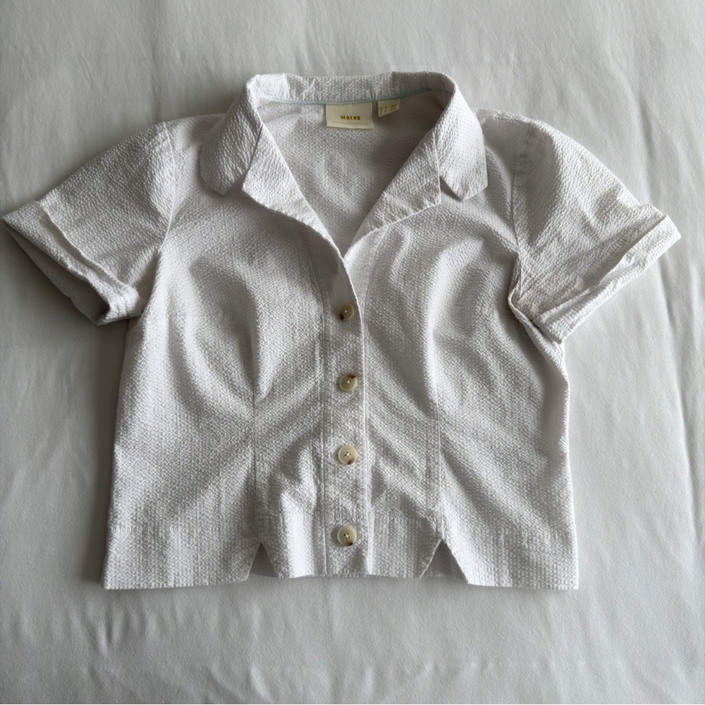Maeve Textured Cream Button-Down Shirt